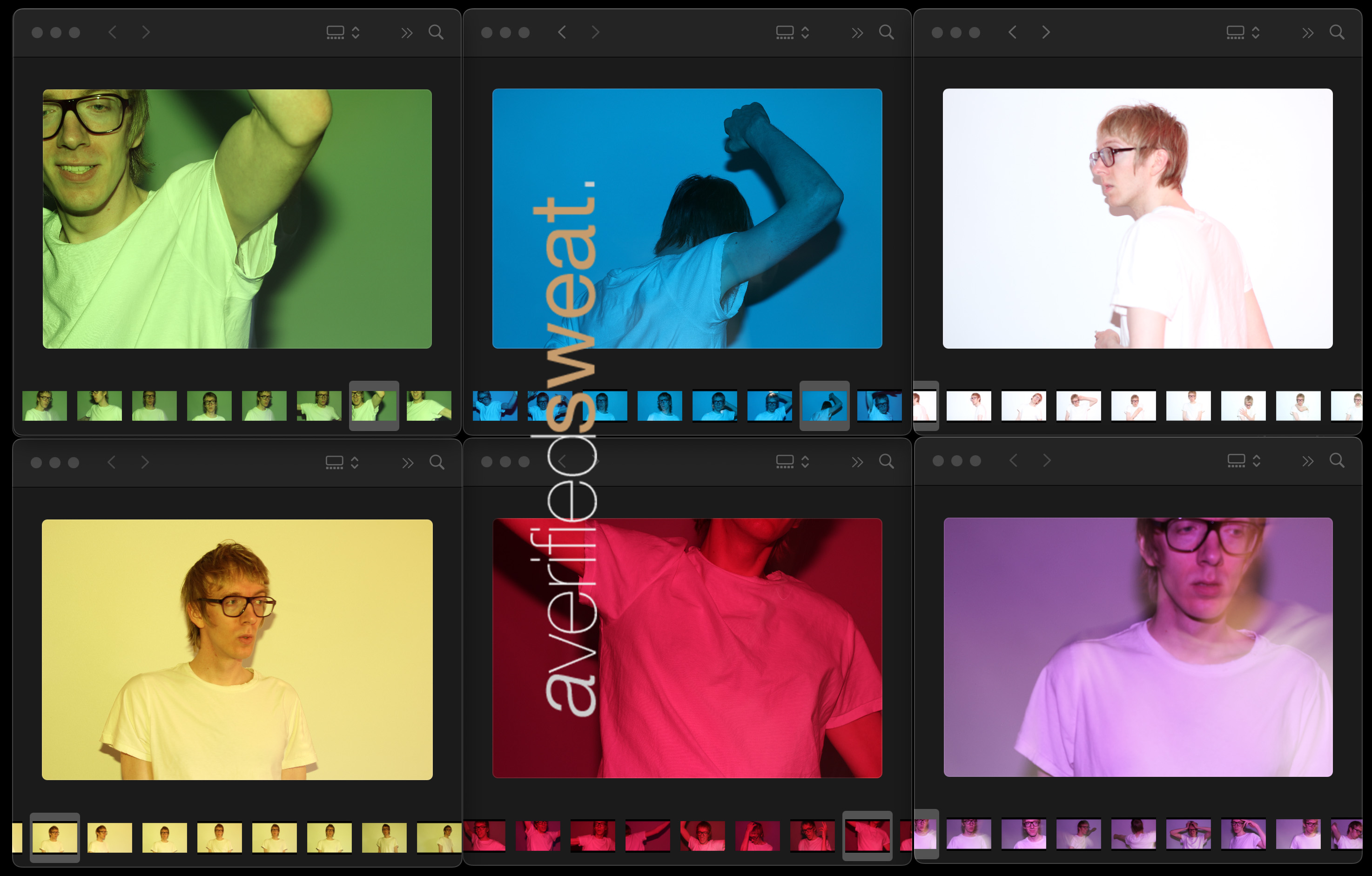 Six different photos of A Verified Sweat